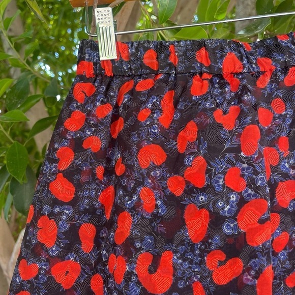 Iro Skirt Womens 32 XS Red Black Floral Silk Secrets Mini Summer Flowy Boho - Picture 5 of 10